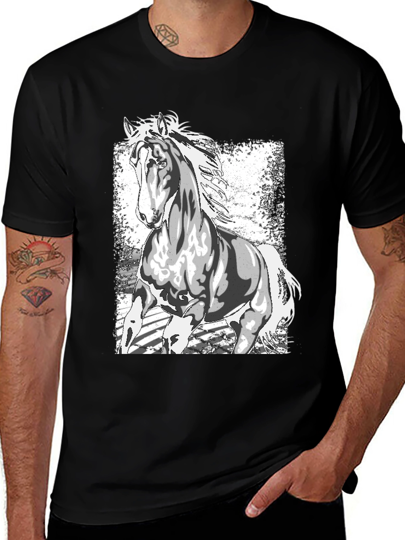 Variant 4 of Horse Graphic Tee - Stylish Black Cotton T-Shirt