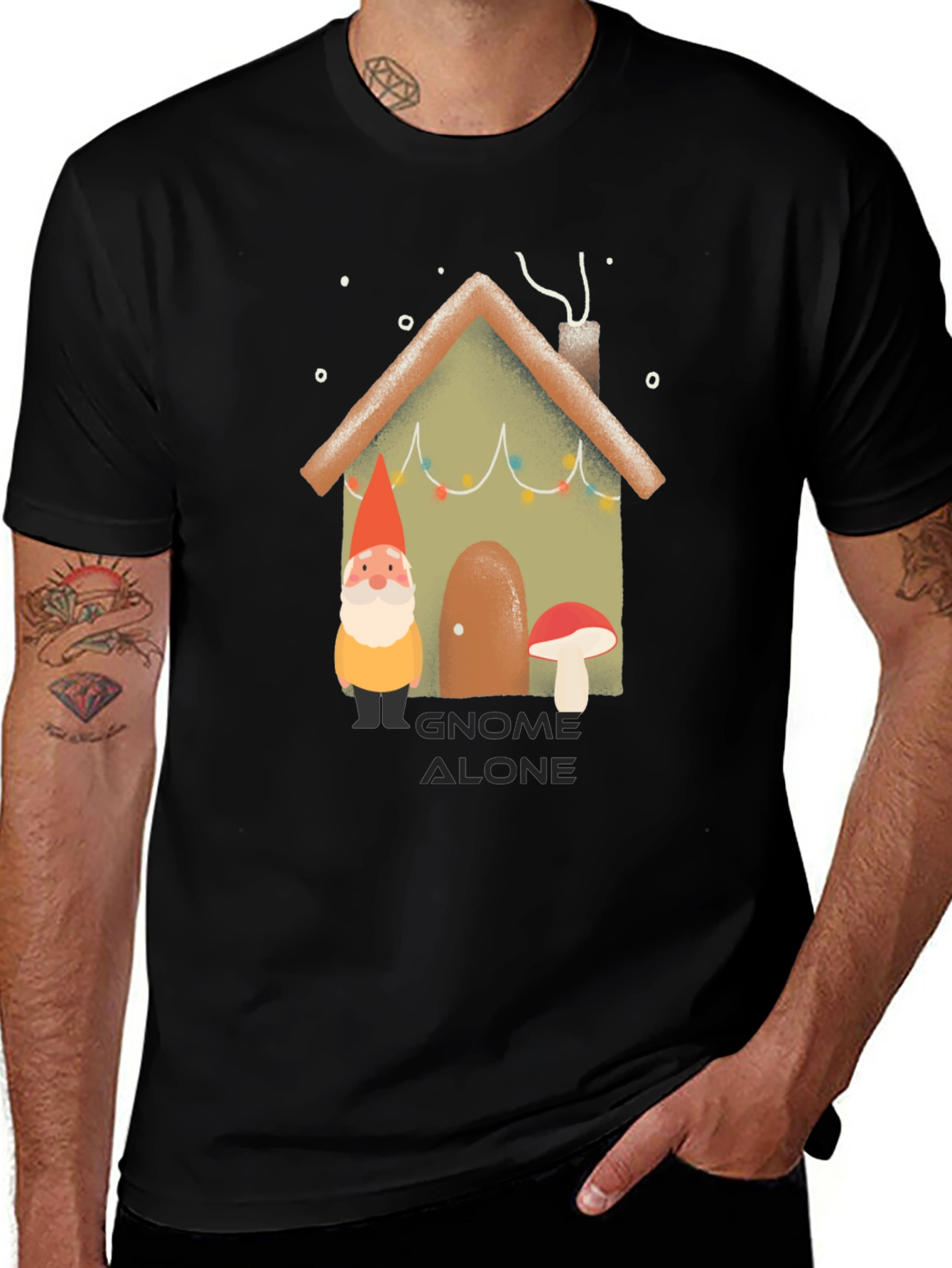 Variant 26 of Gnome Alone Graphic Tee - Christmas Holiday Shirt