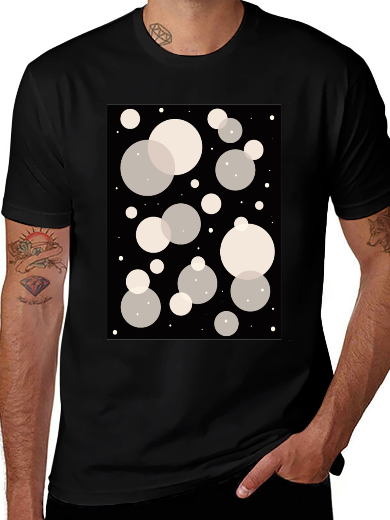 Variant 29 of Abstract Bubble Print Black T-Shirt
