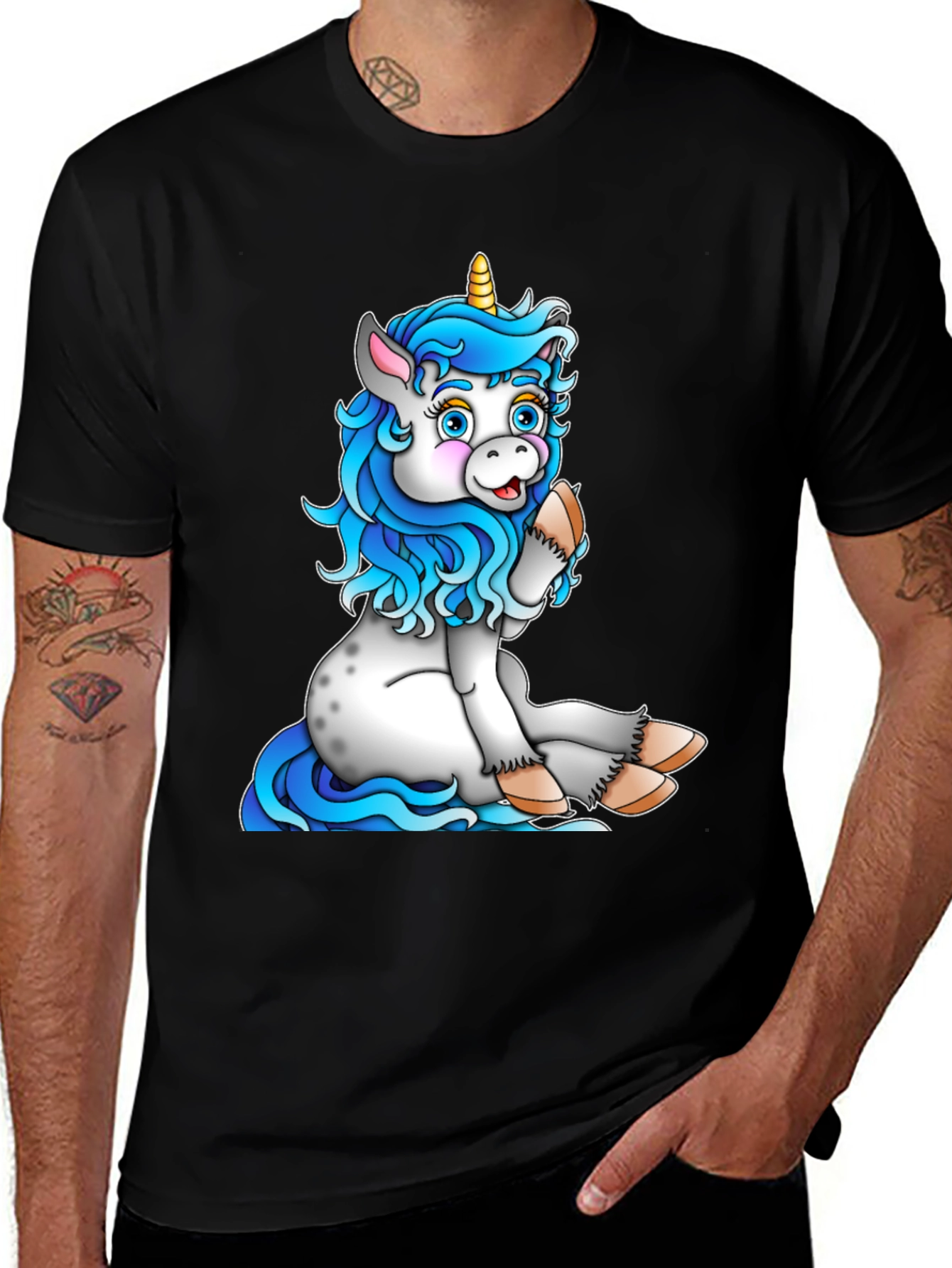 Variant 15 of Unicorn Graphic Tee - Black Cotton Blend