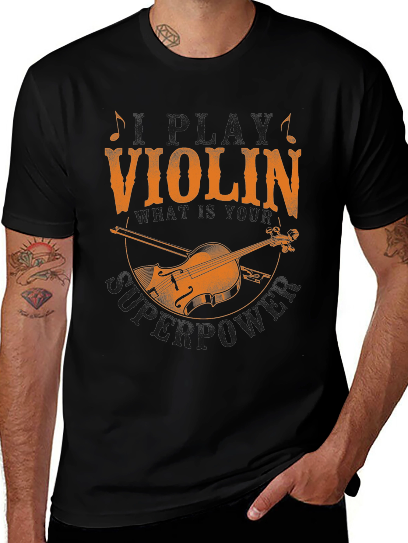 Variant 9 of Violin Superpower Graphic Tee - Musician's Novelty T-Shirt