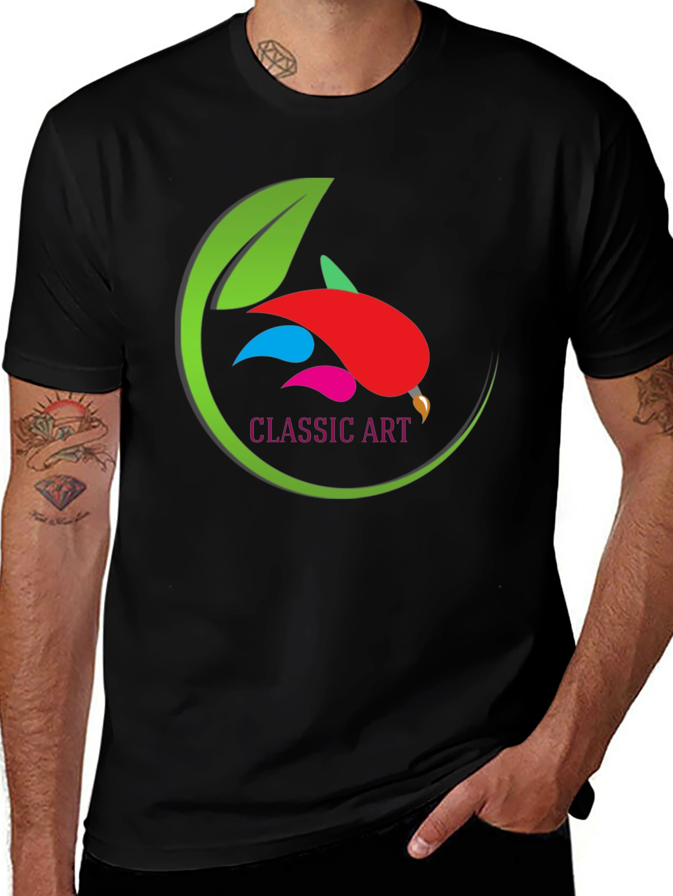 Black Classic Art Design Black T-Shirt main image