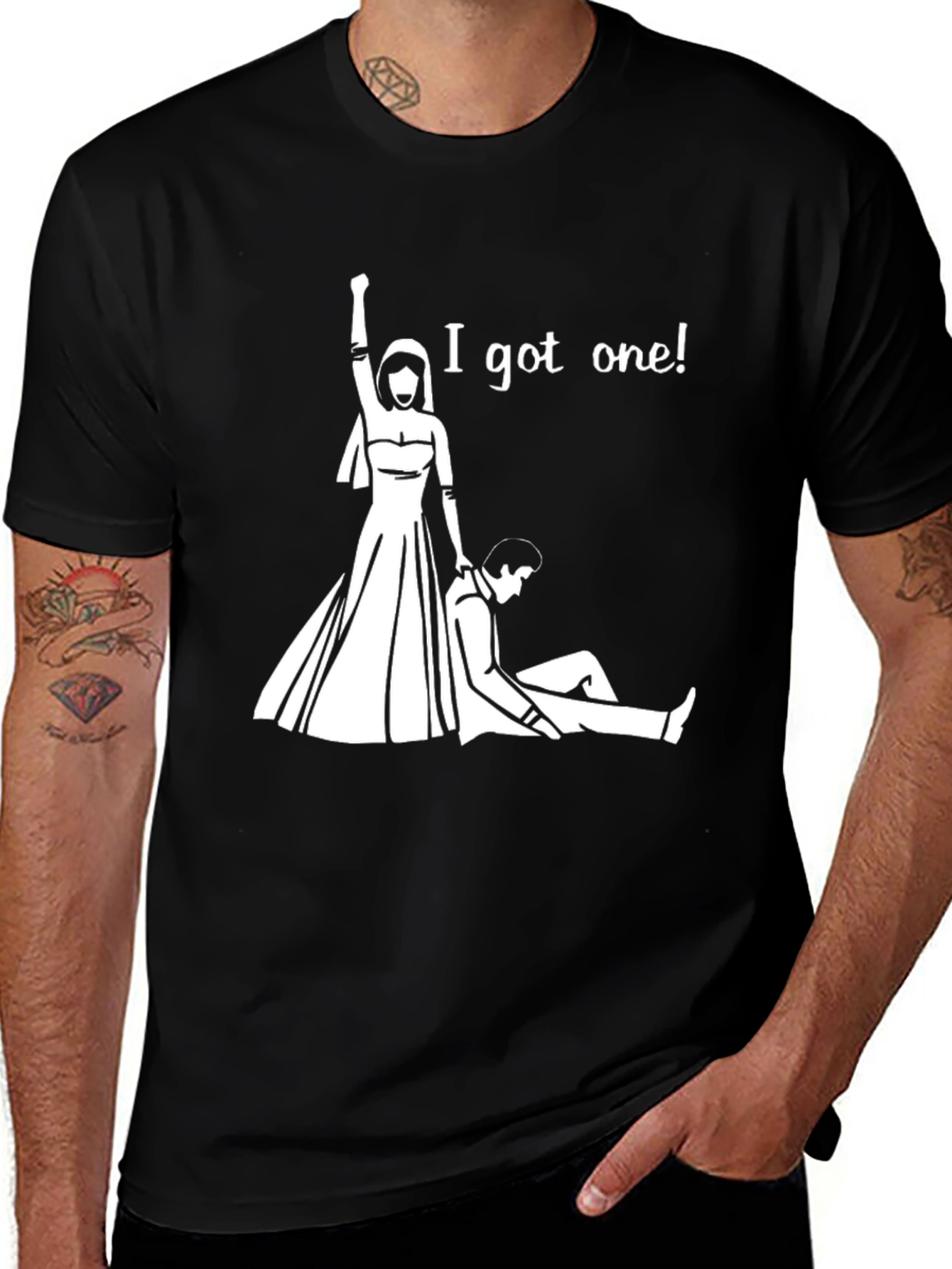Variant 21 of Funny 'I Got One!' Bride T-Shirt