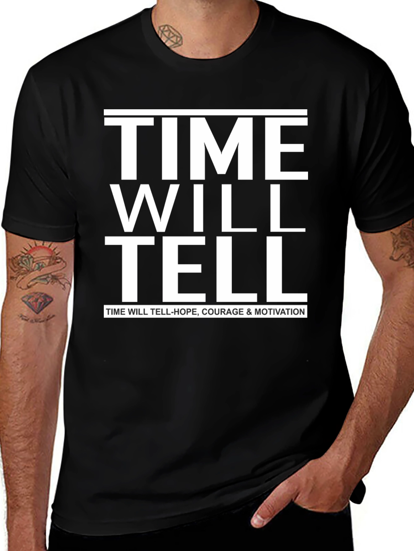 Variant 28 of Time Will Tell Motivational Graphic T-Shirt