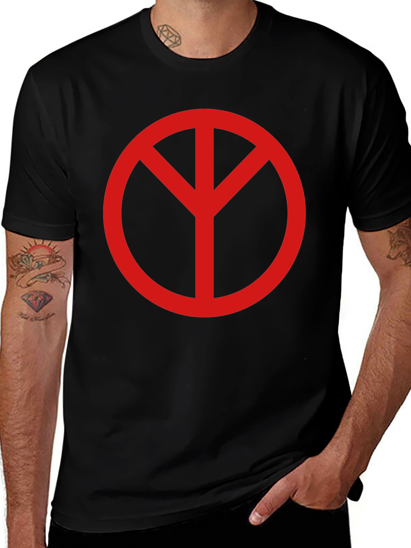 Black Peace Symbol Graphic Tee - Unisex Black T-Shirt main image