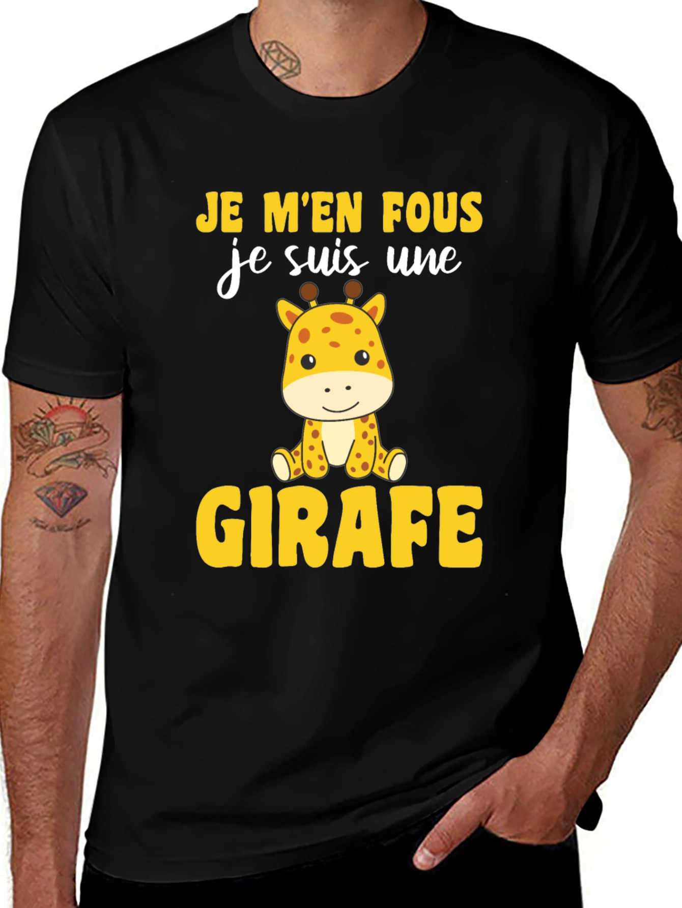 Variant 14 of Je M'en Fous Giraffe T-Shirt - Funny Animal Tee