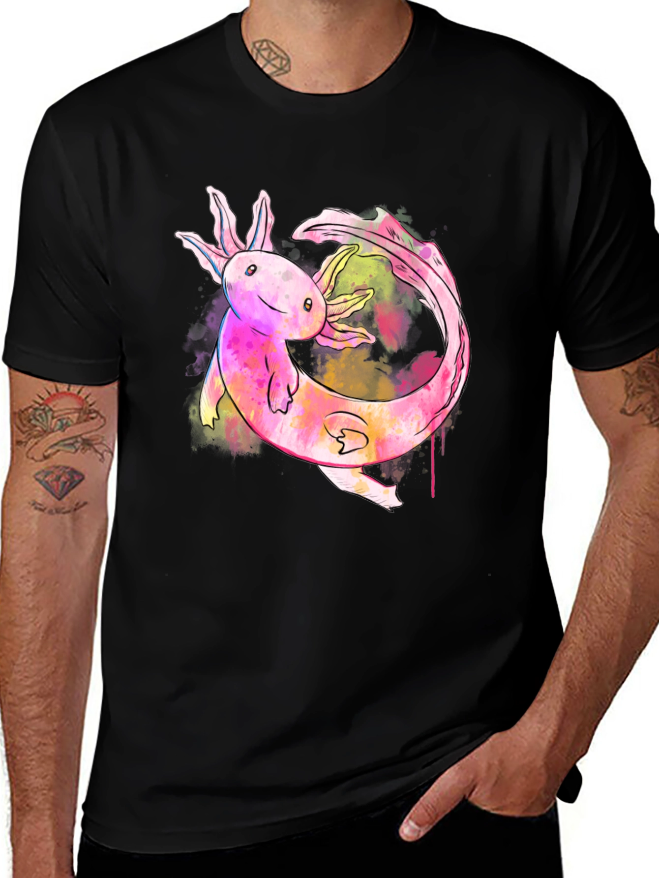 Variant 20 of Axolotl Watercolor Graphic Tee - Unique Animal Design