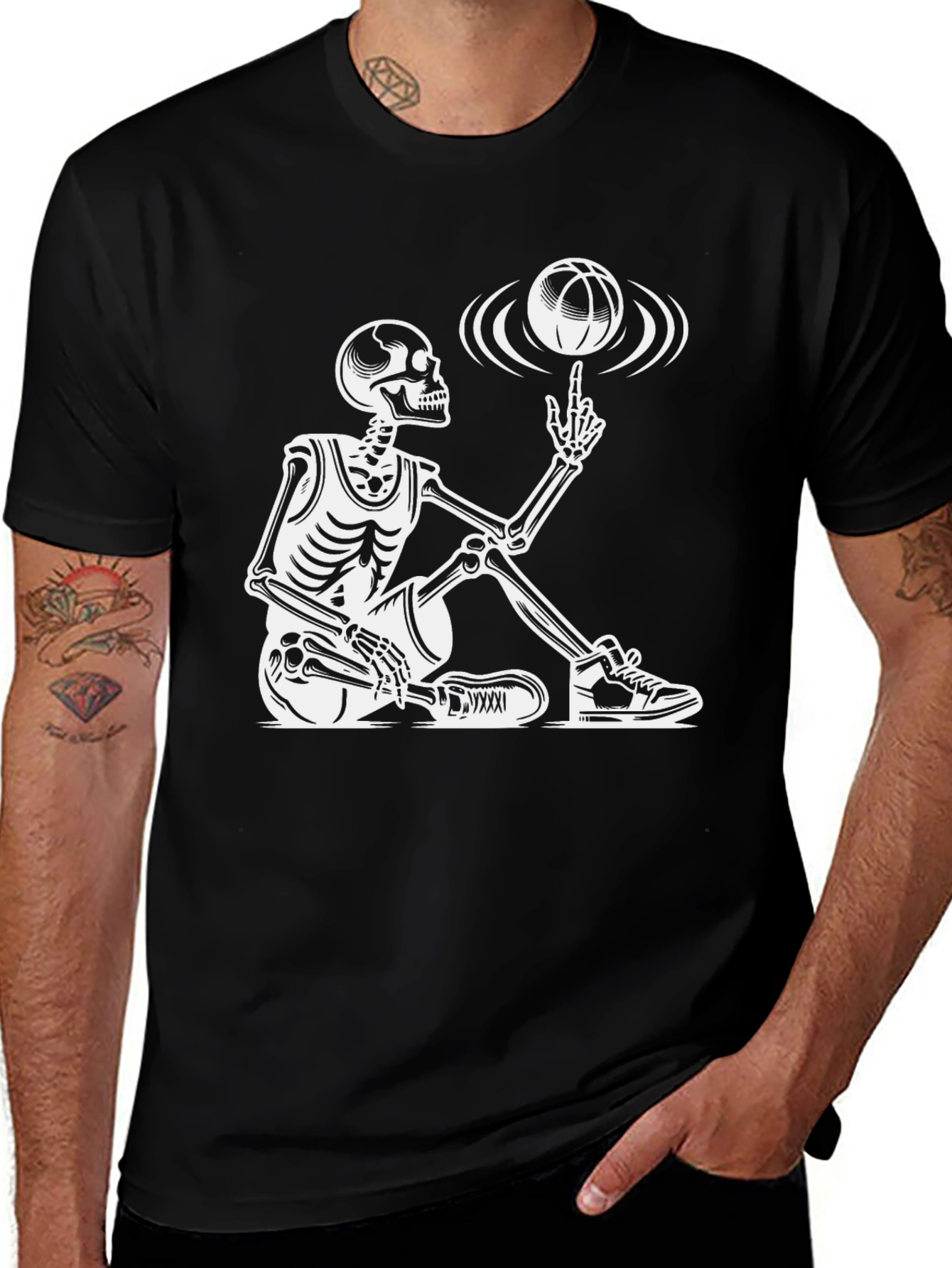 Variant 23 of Skeleton Basketball T-Shirt - Funny Graphic Tee