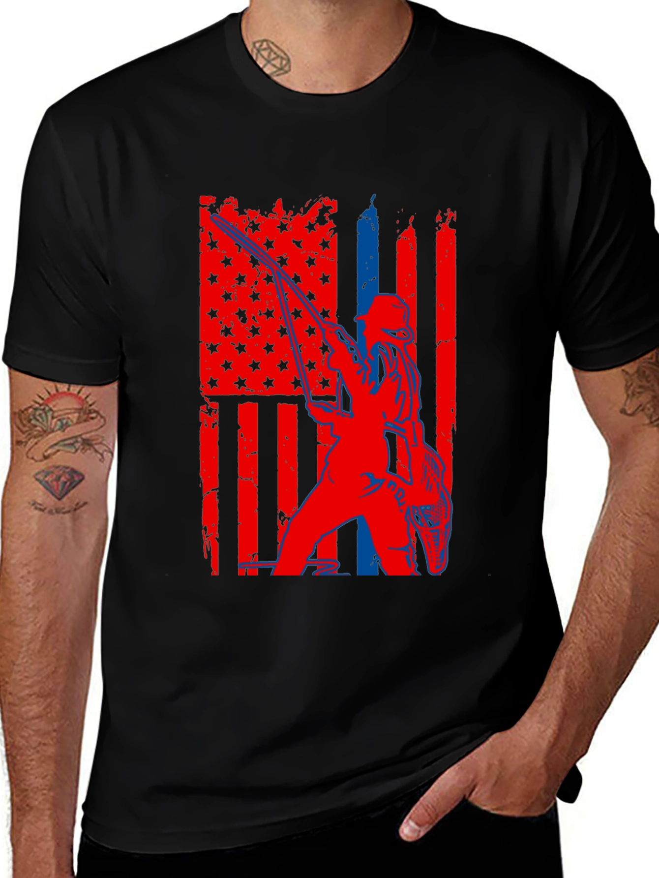 Variant 4 of Fishing American Flag Graphic T-Shirt