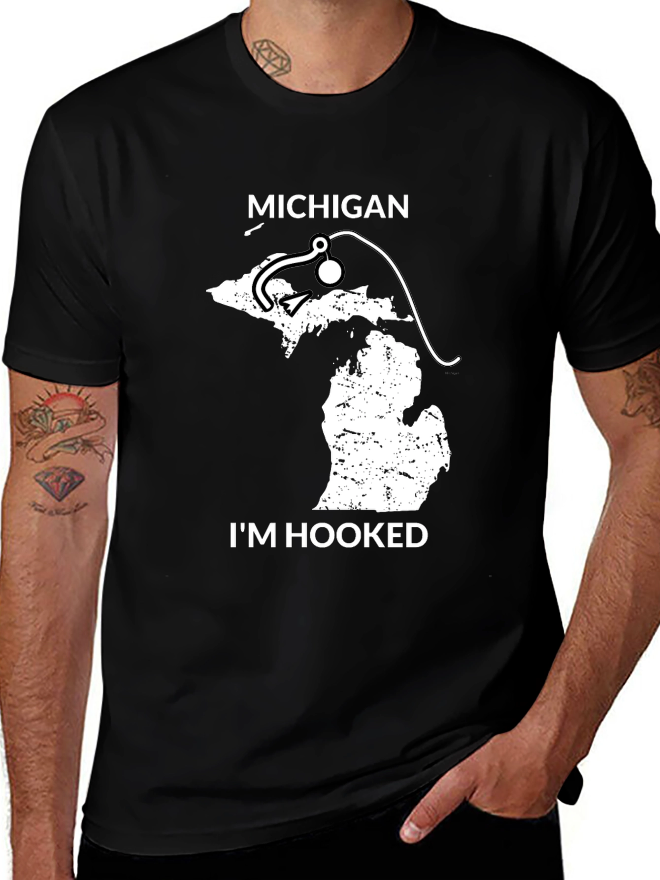 Michigan Fishing T-Shirt - I'm Hooked State Pride Tee