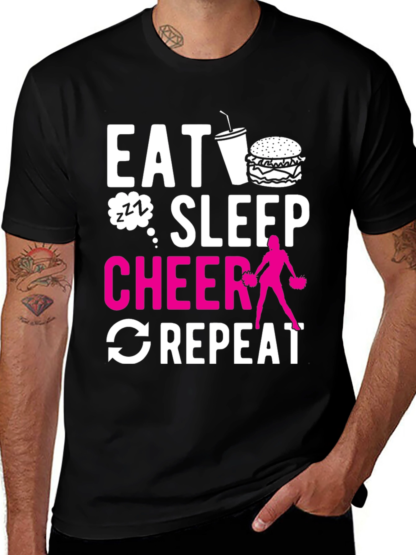 Eat Sleep Cheer Repeat Graphic T-Shirt