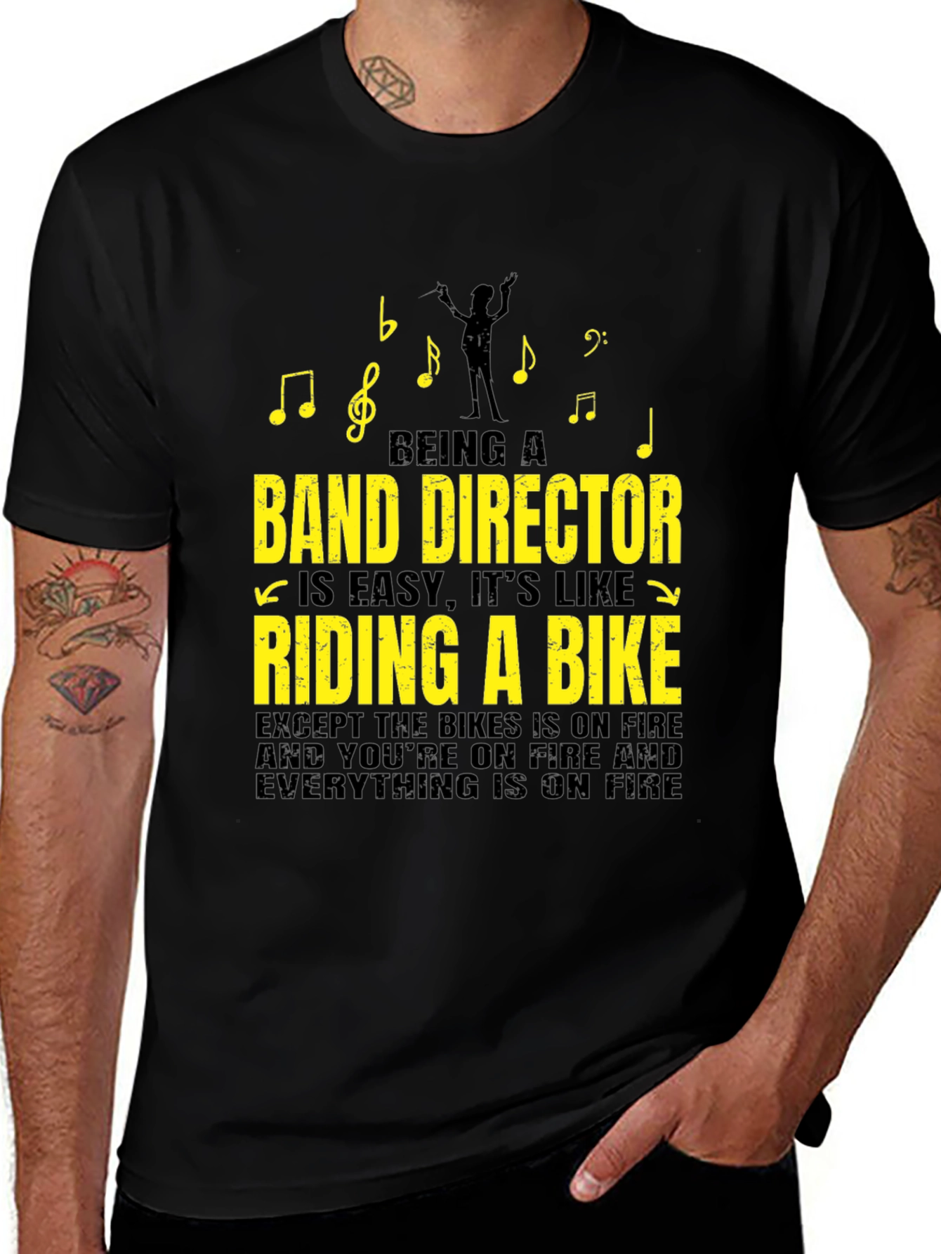 Variant 13 of Band Director T-Shirt - Riding a Bike On Fire