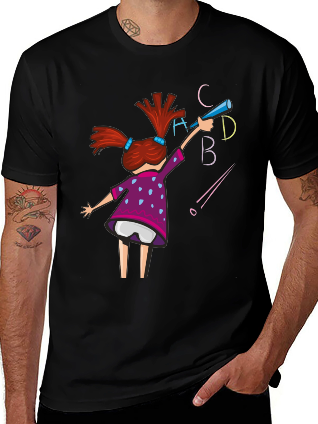 Variant 8 of Girl Drawing ABCD T-Shirt