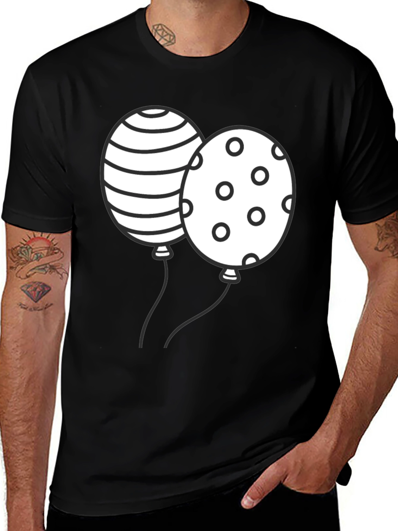 Variant 4 of Balloon Graphic T-Shirt - Casual Black Tee