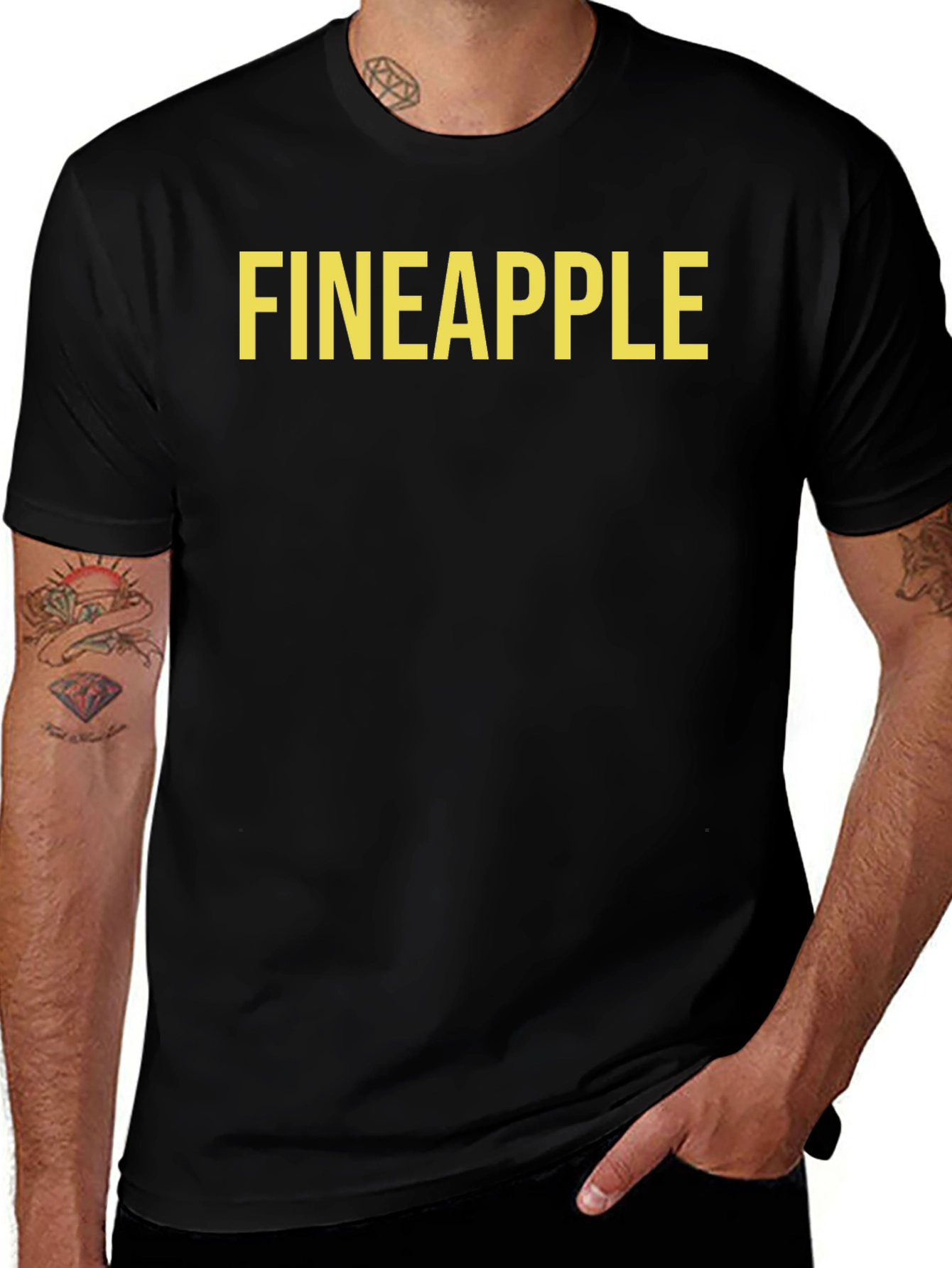 Variant 19 of Fineapple Graphic Tee - Black Cotton Blend T-Shirt