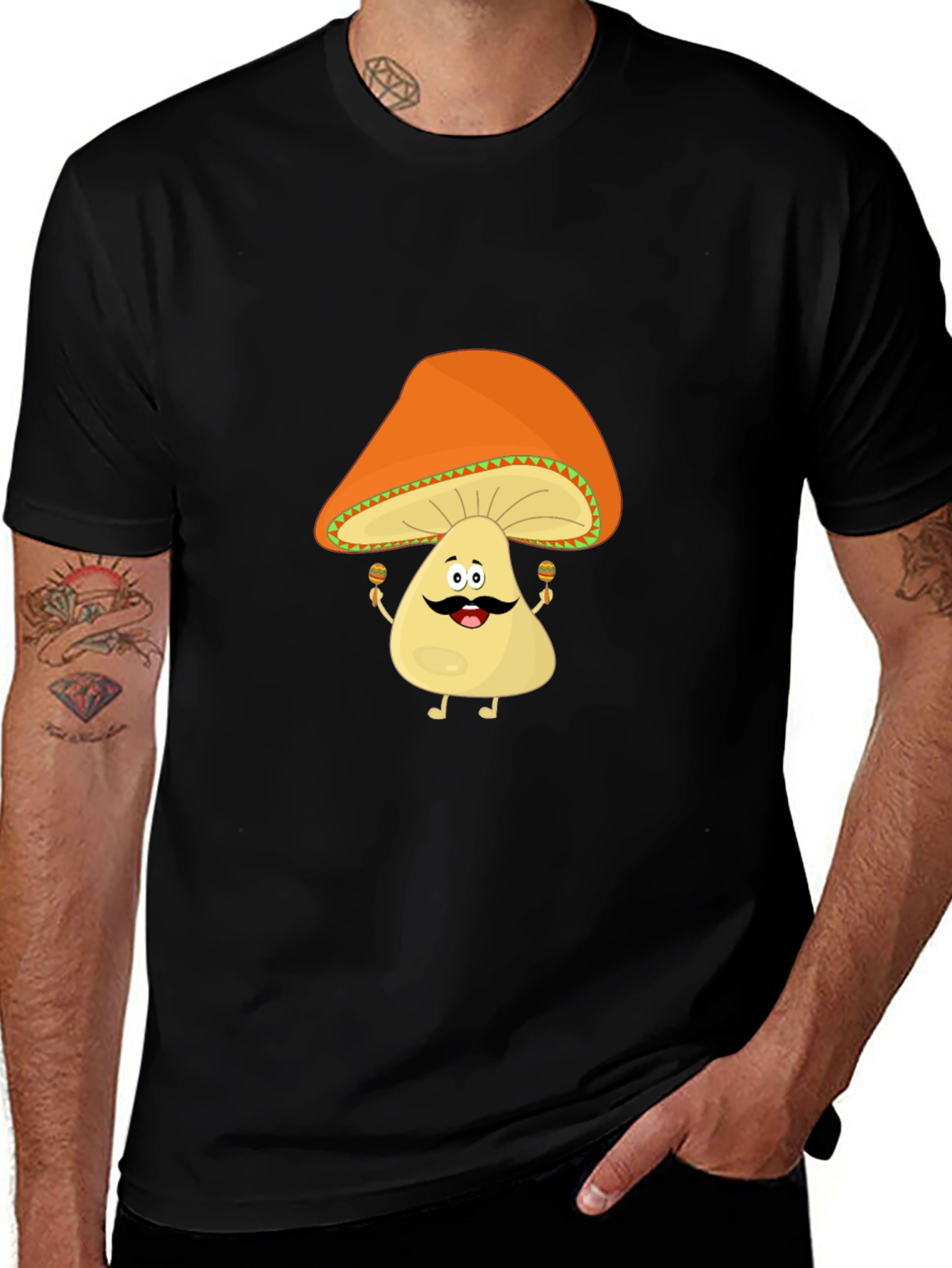 Variant 4 of Funny Mushroom Man Black T-Shirt