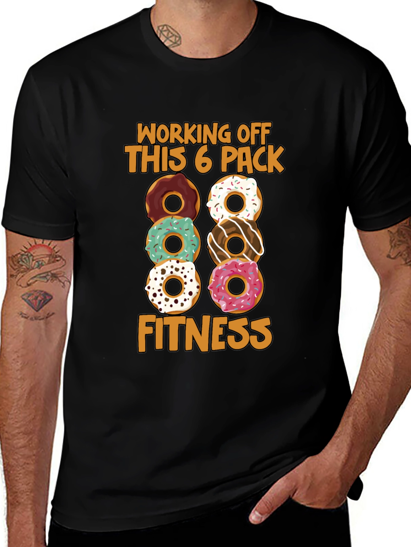 Variant 25 of Funny Donut 6-Pack Fitness T-Shirt - Workout Humor Tee