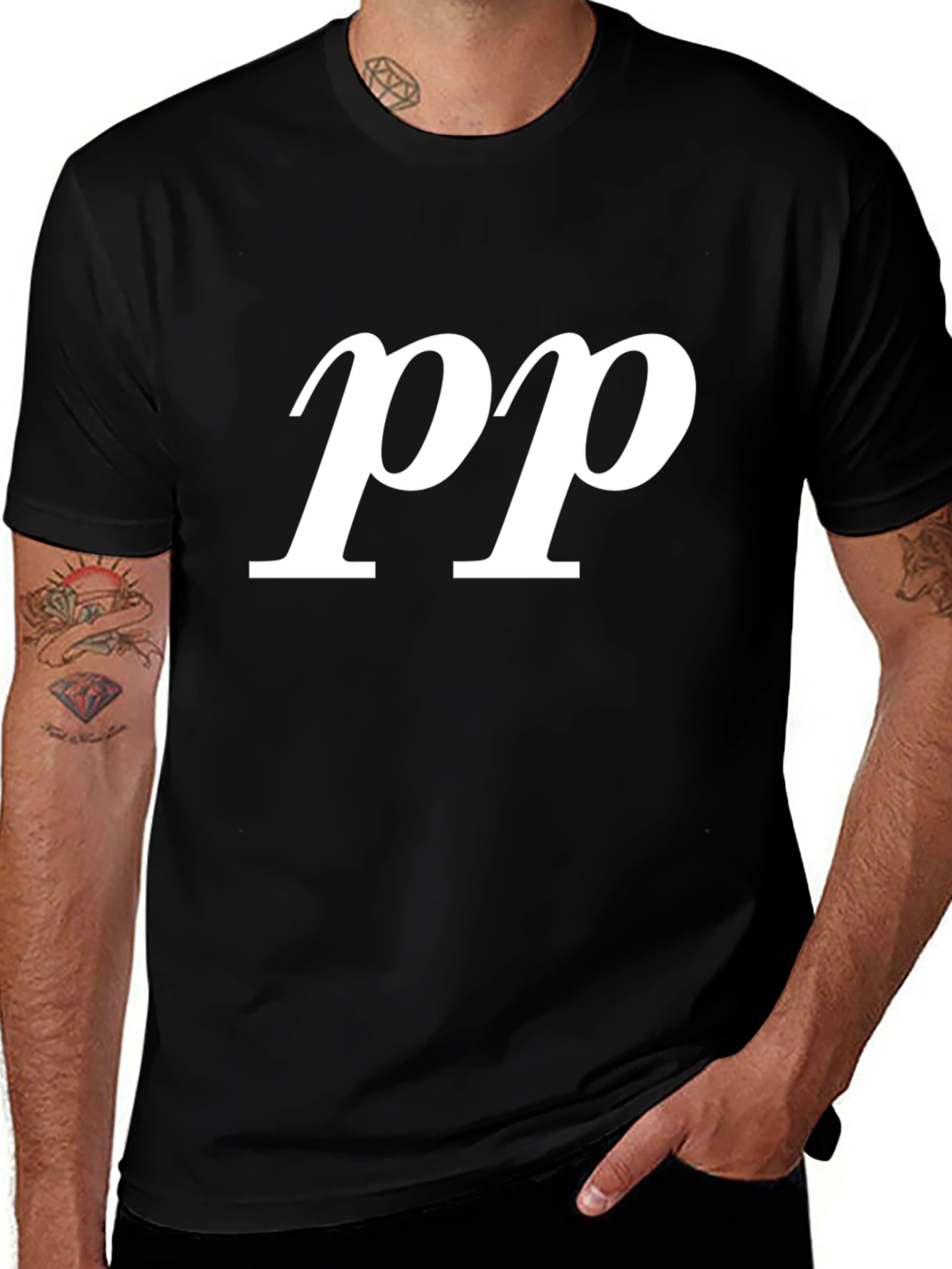 Variant 9 of PP White Lettering Black Tee
