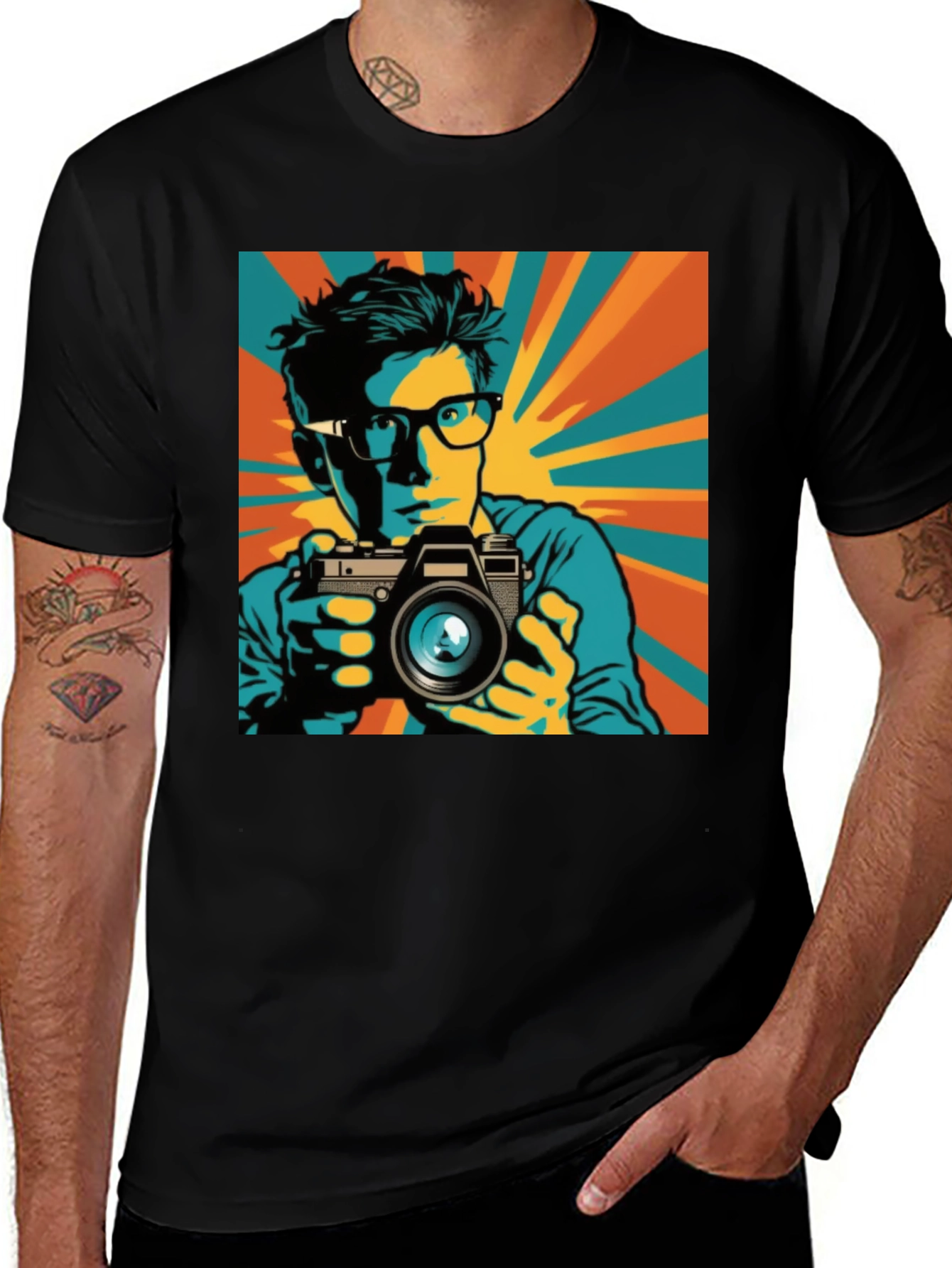 Variant 15 of Retro Photographer Graphic Tee - Men's Black T-Shirt