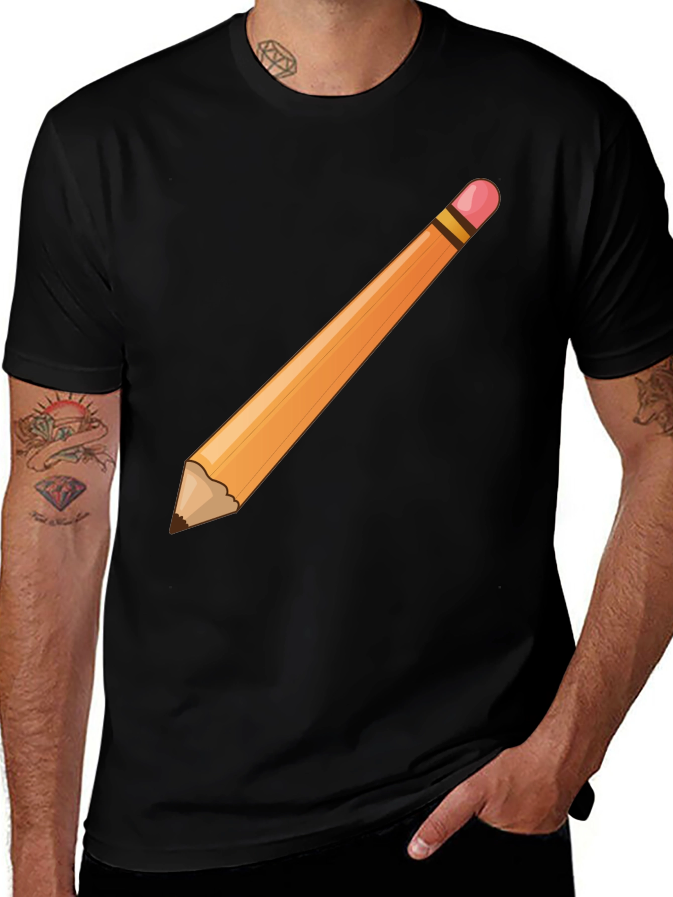 Pencil Graphic Black T-Shirt - Artist Design Tee
