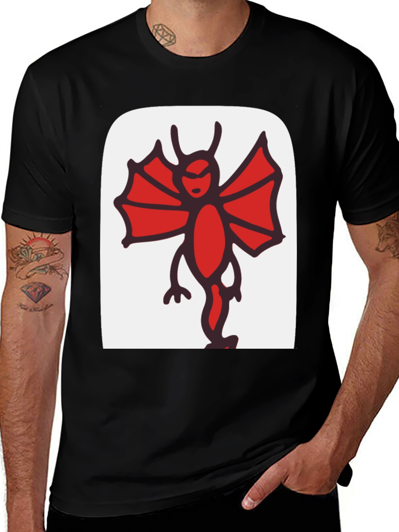 Variant 27 of Red Devil Graphic Print Black T-Shirt