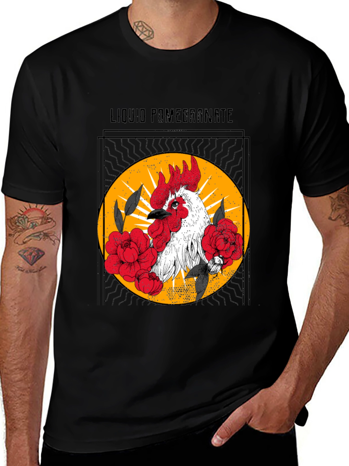 Variant 24 of Liquid Pomegranate Rooster Graphic Tee