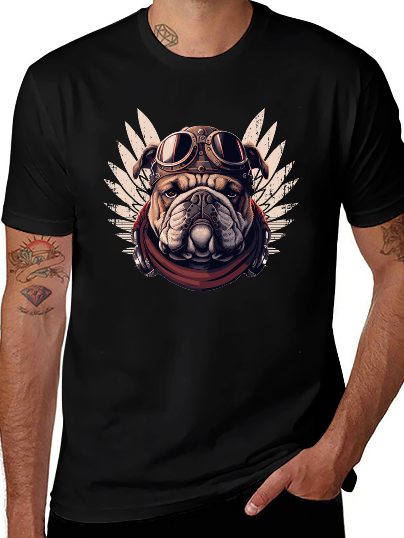 Bulldog Aviator T-Shirt - Pilot Dog Design
