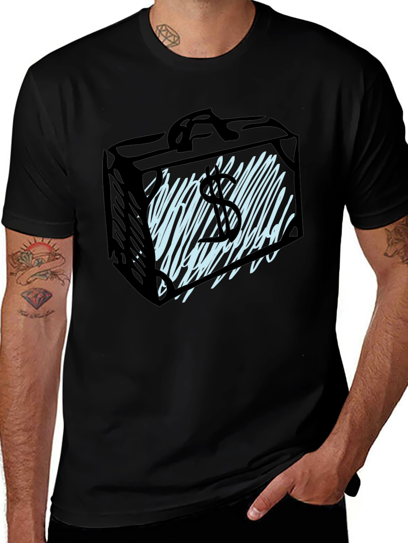 Variant 5 of Money Briefcase Graphic Tee - Black
