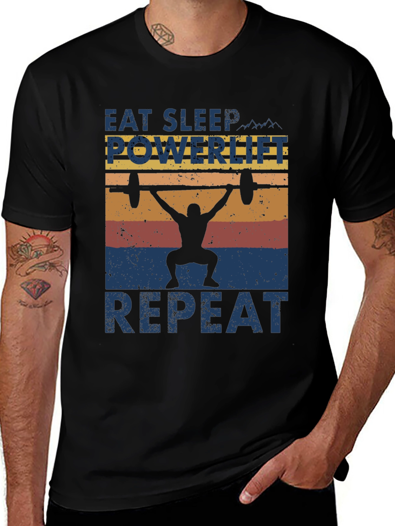 Variant 15 of Eat Sleep Powerlift Repeat Men's Graphic Tee