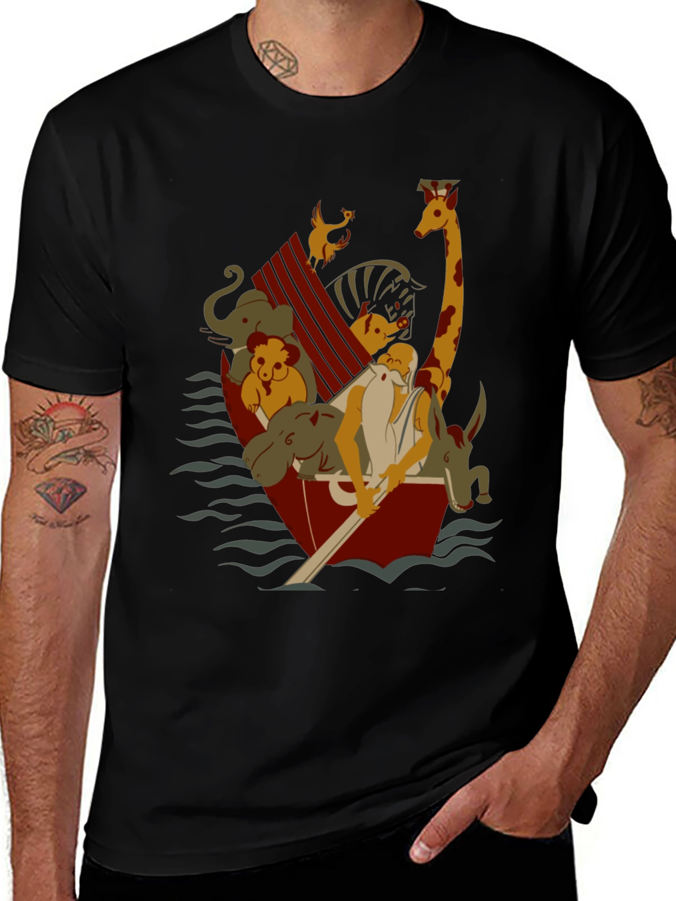 Variant 6 of Noah's Ark Cartoon Graphic T-Shirt