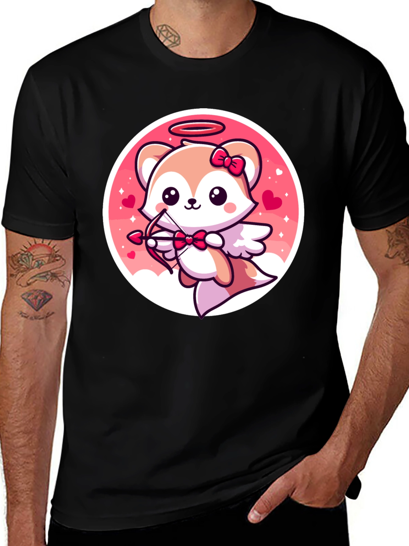 Cute Valentine's Fox Cupid Graphic Tee