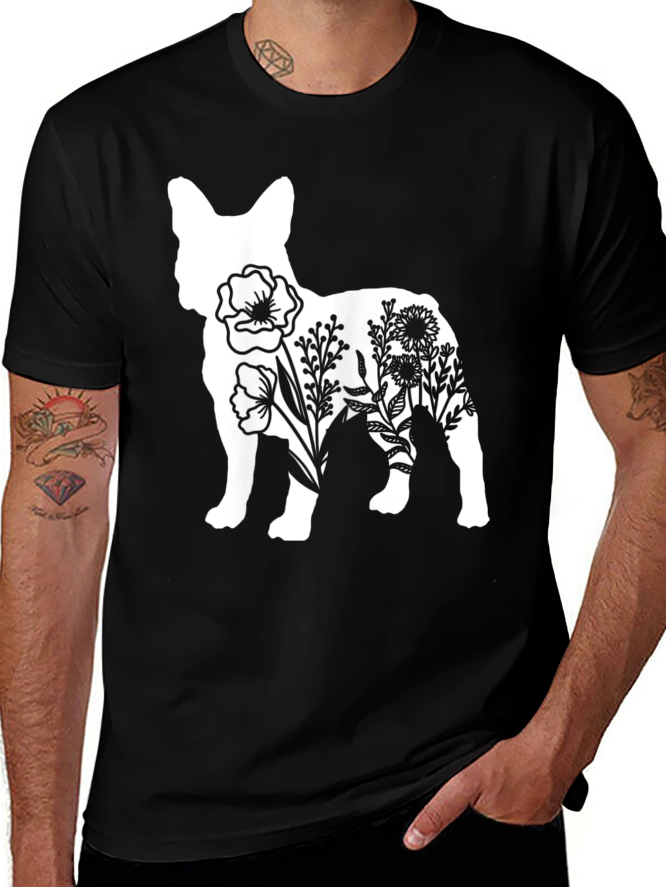 Variant 18 of Floral Dog Graphic Tee - Stylish Casual Wear