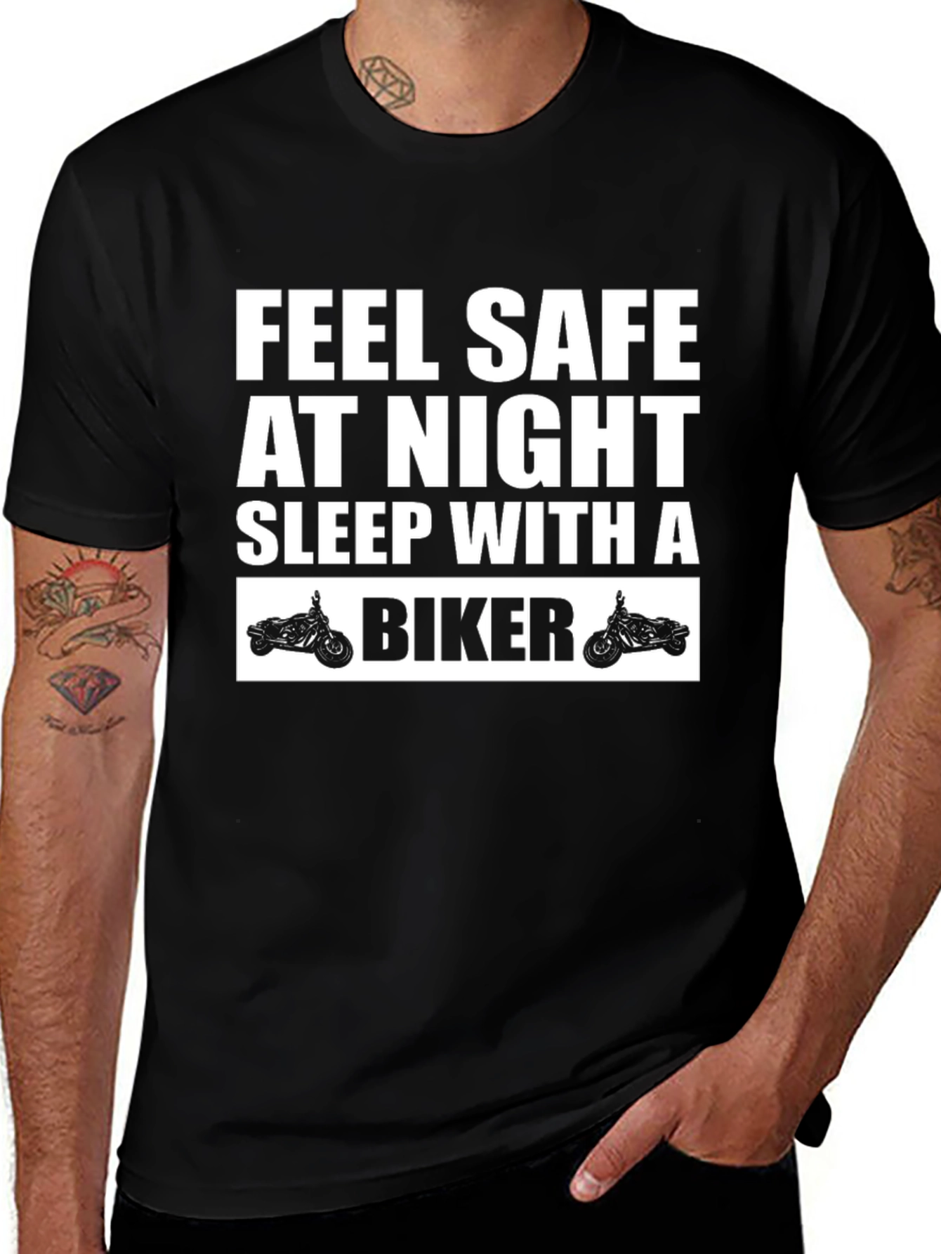 Variant 20 of Feel Safe Biker Graphic Tee - Soft Cotton Blend