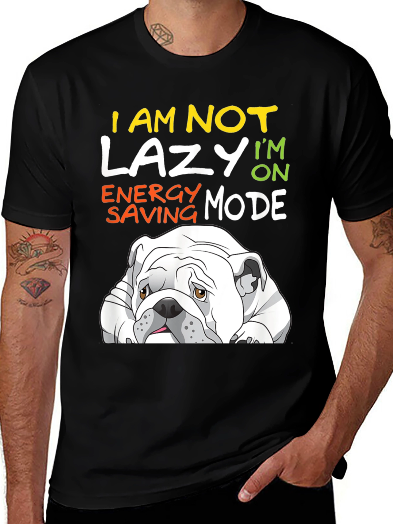 Lazy Bulldog T-Shirt - Energy Saving Mode Tee