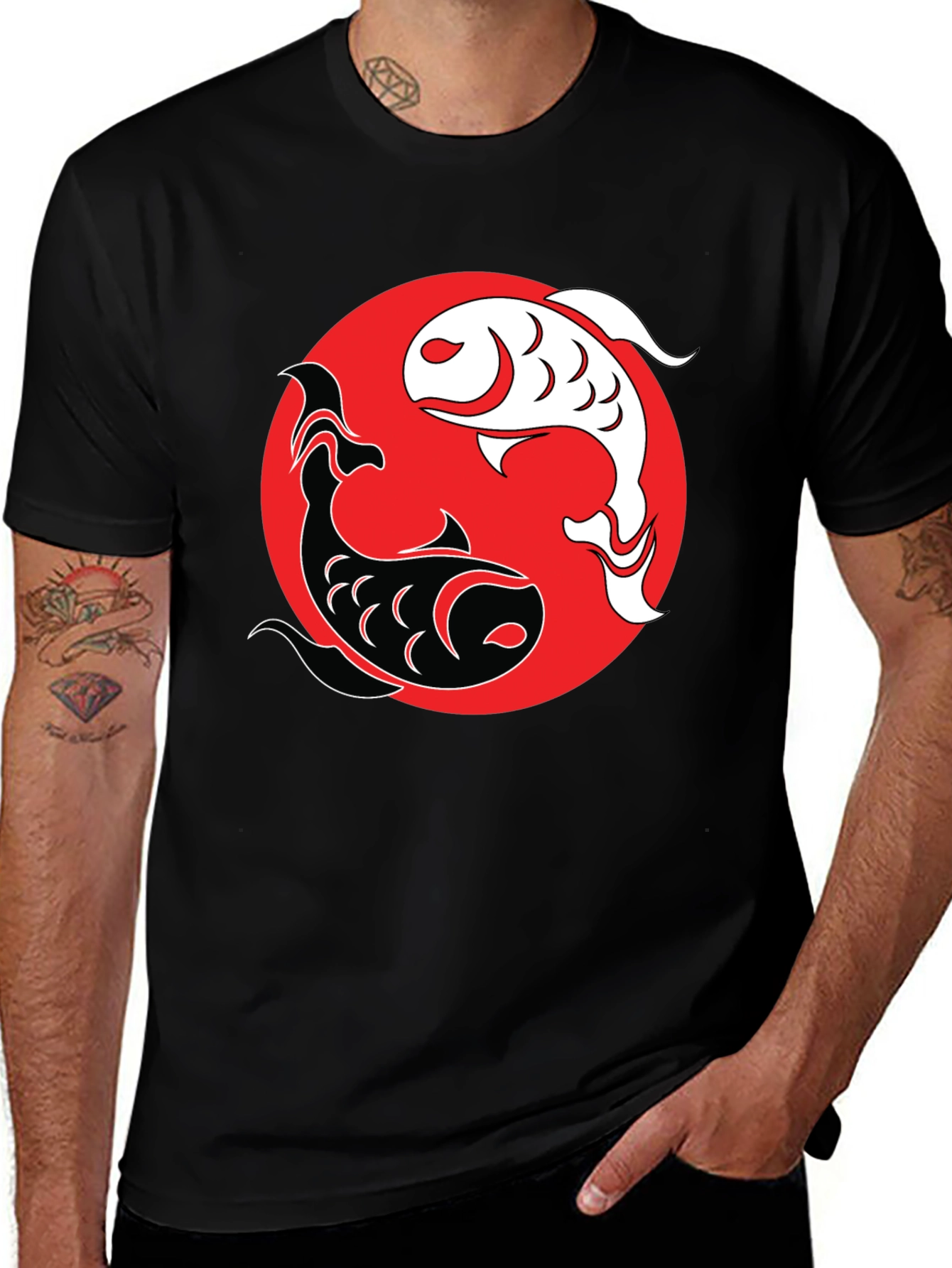 Variant 30 of Yin Yang Fish Graphic Tee - Balance & Style