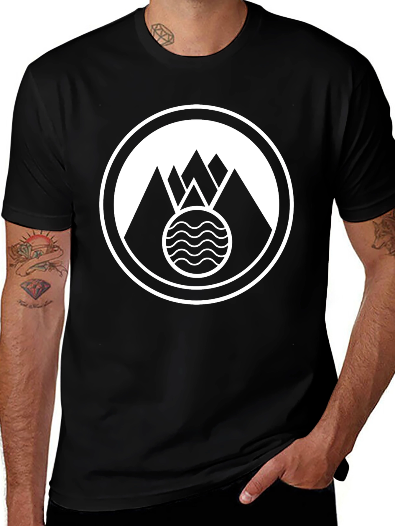 Variant 27 of Mountain Waves Graphic Black T-Shirt
