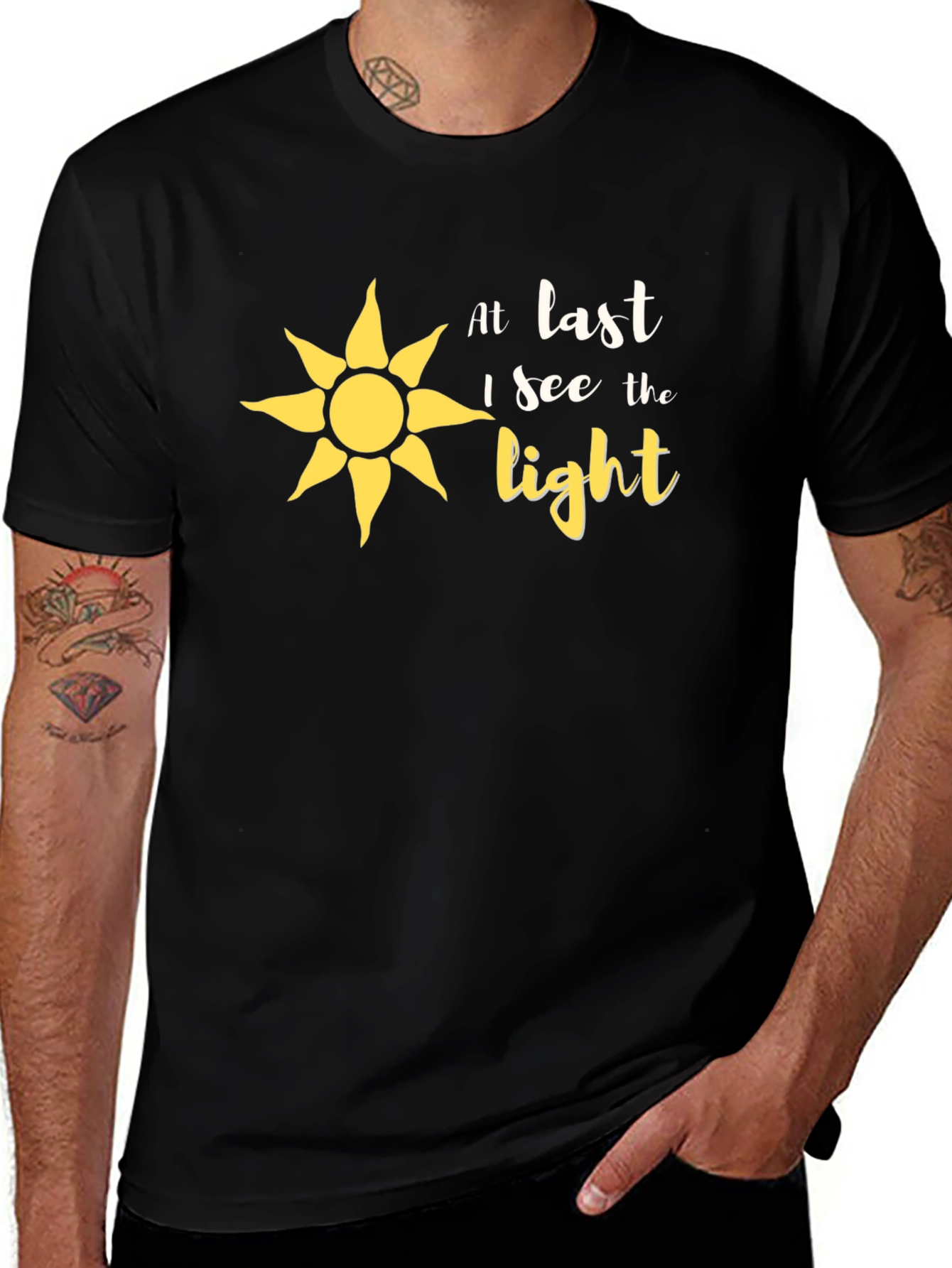 Tangled Inspired 'At Last I See The Light' Black T-Shirt