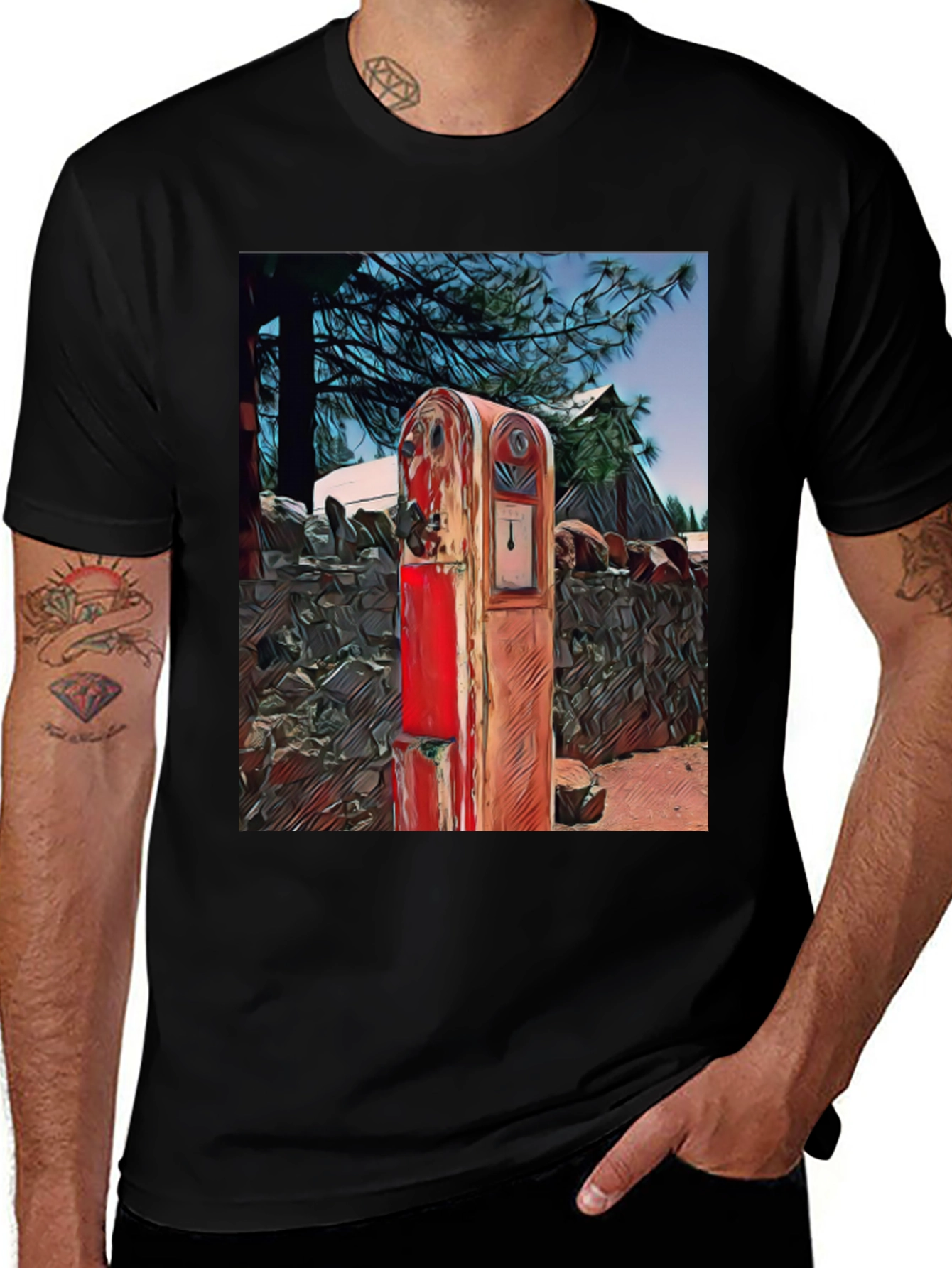 Variant 20 of Vintage Gas Pump Graphic Tee - Retro Style