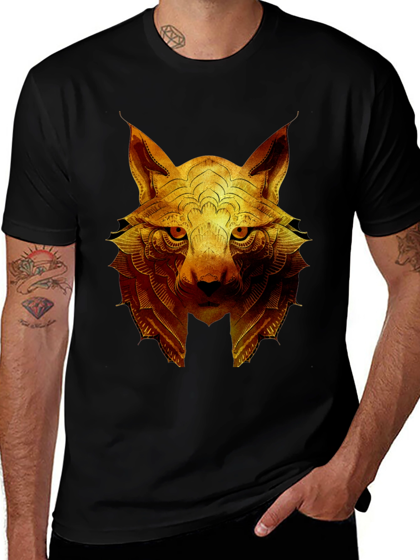 Variant 27 of Golden Wolf Graphic Print Crew Neck T-Shirt