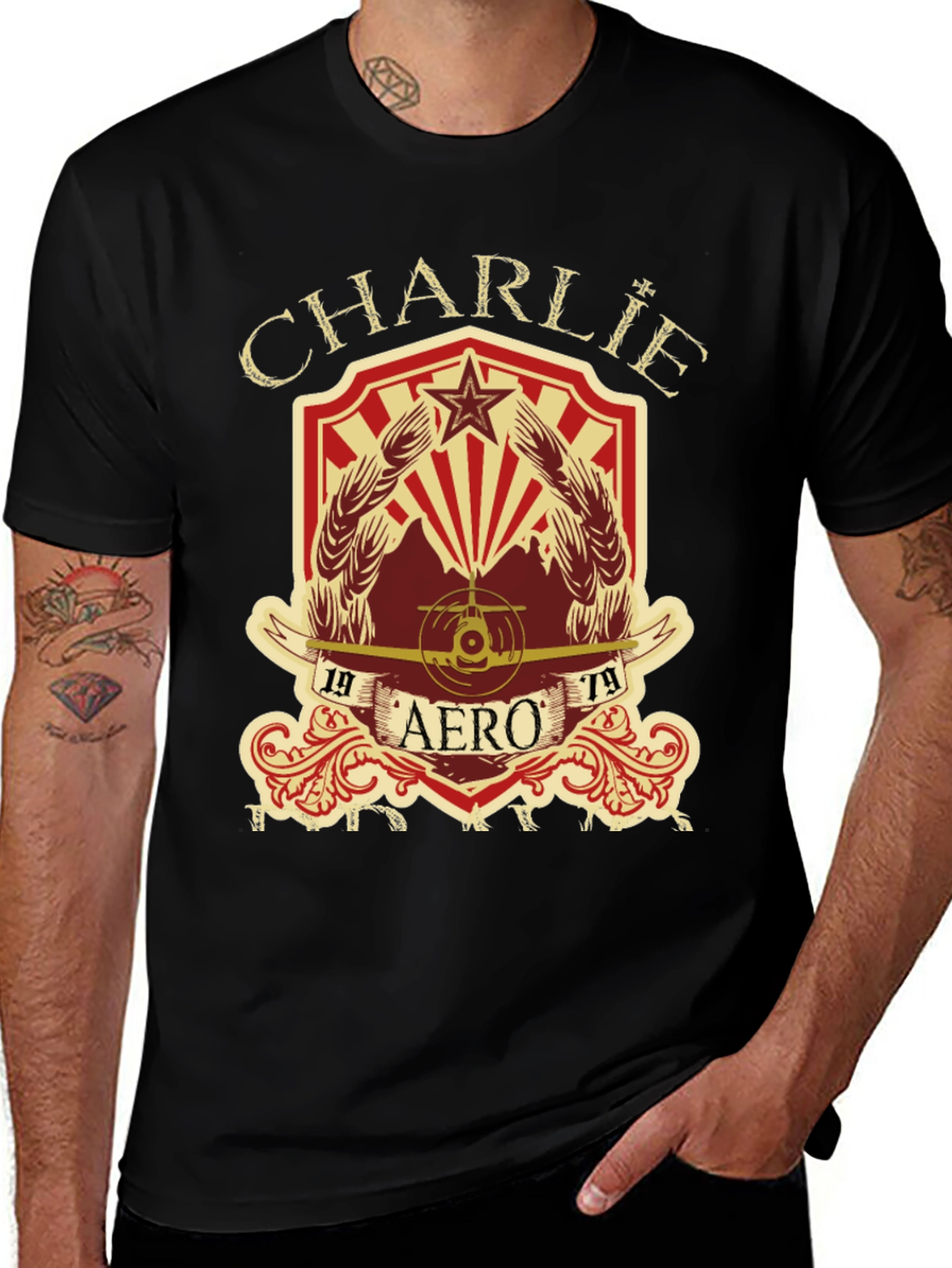 Black Charlie Aero 1979 Vintage Style Graphic T-Shirt main image