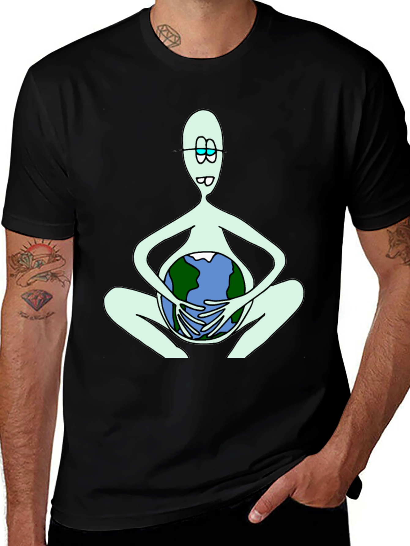 Variant 14 of Alien Hugging Earth Graphic T-Shirt