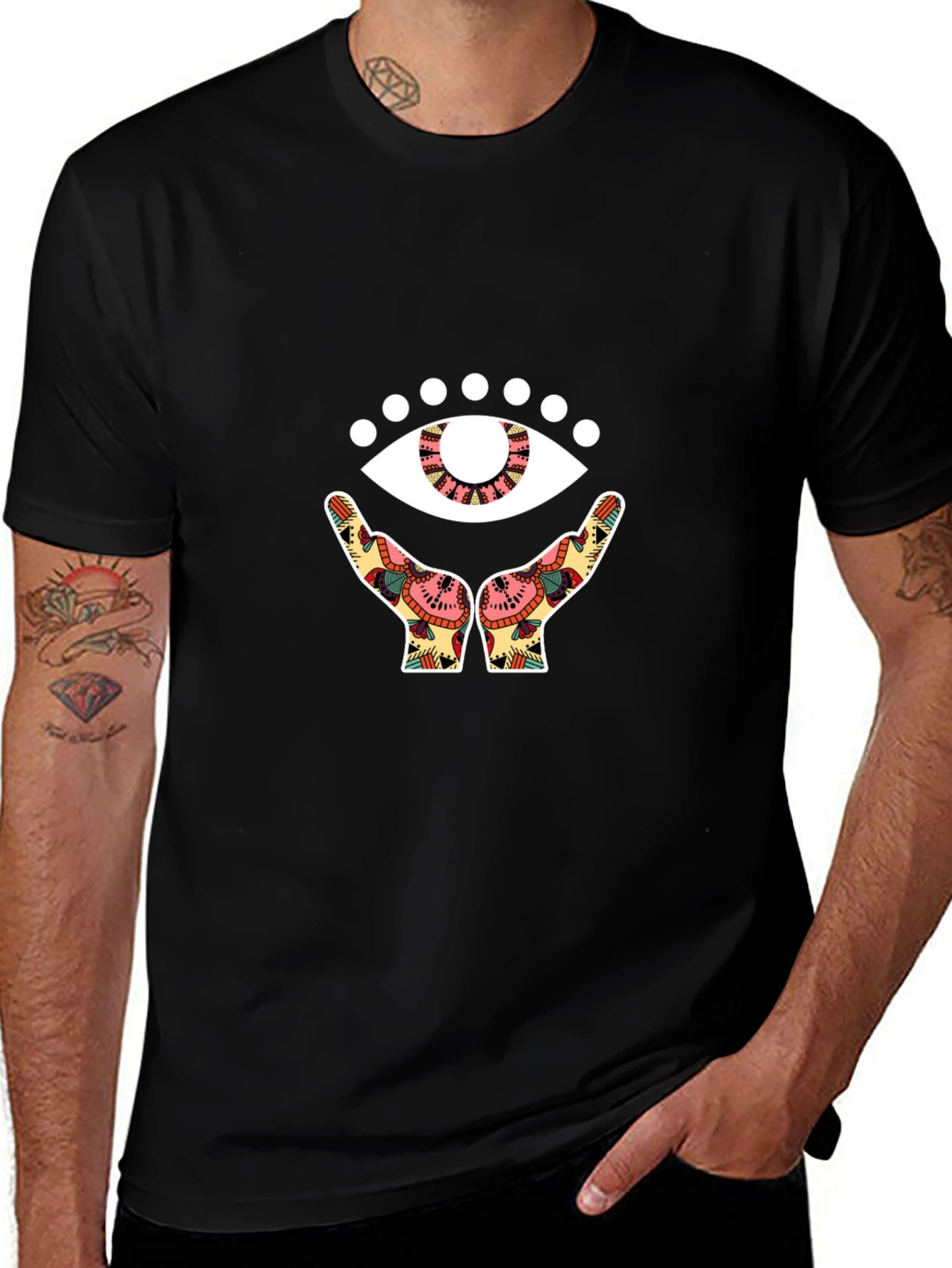 Mystic Eye Graphic Tee - Black Cotton Comfort