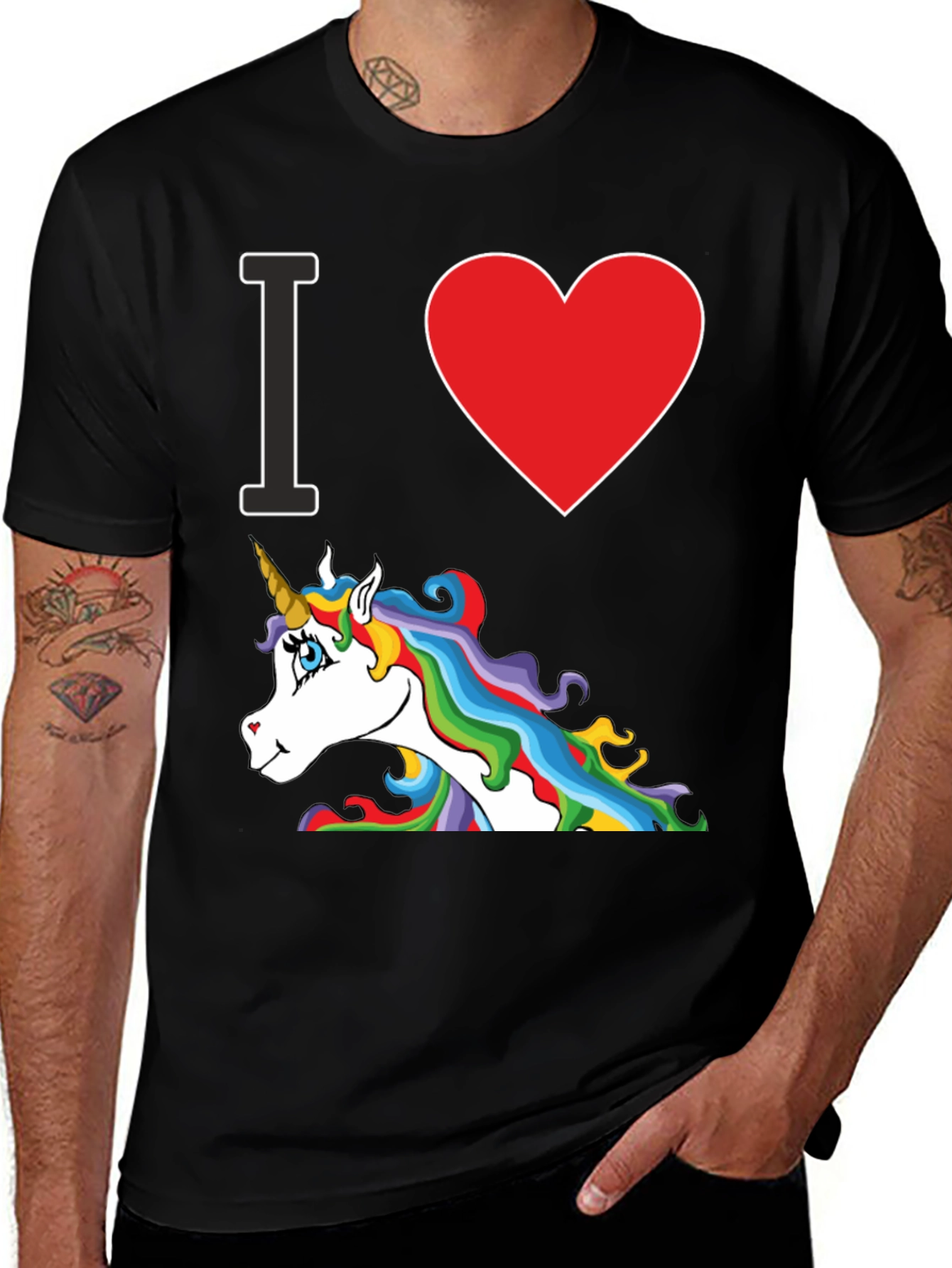 Variant 10 of I Heart Unicorn Black T-Shirt