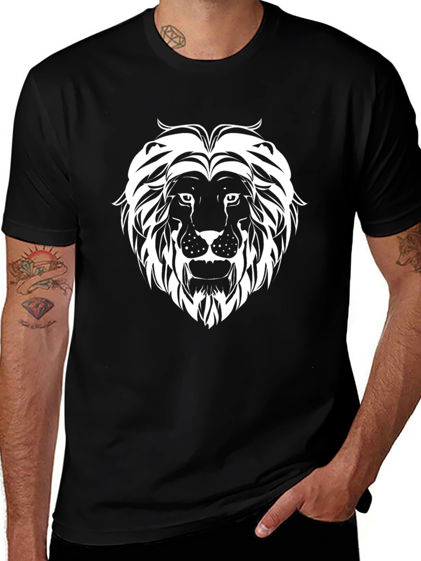 Variant 20 of Lion Graphic Black T-Shirt for Men