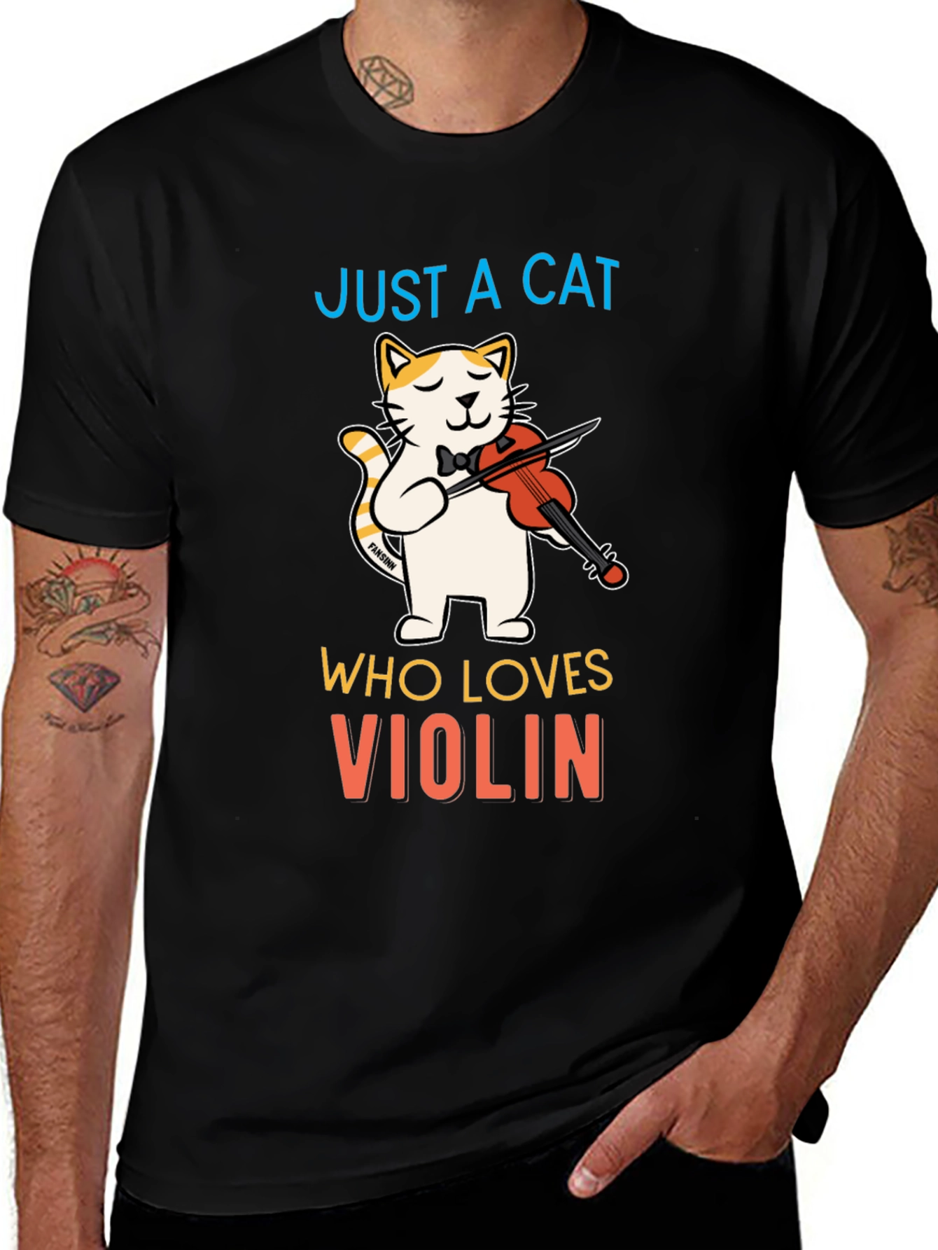 Variant 9 of Cat Violinist T-Shirt - Musical Feline Tee
