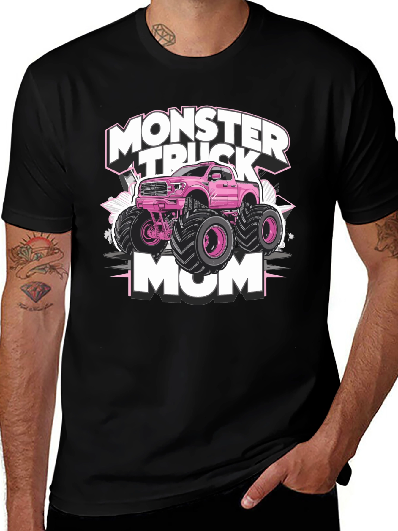 Monster Truck Mom Graphic T-Shirt - Black Cotton Tee
