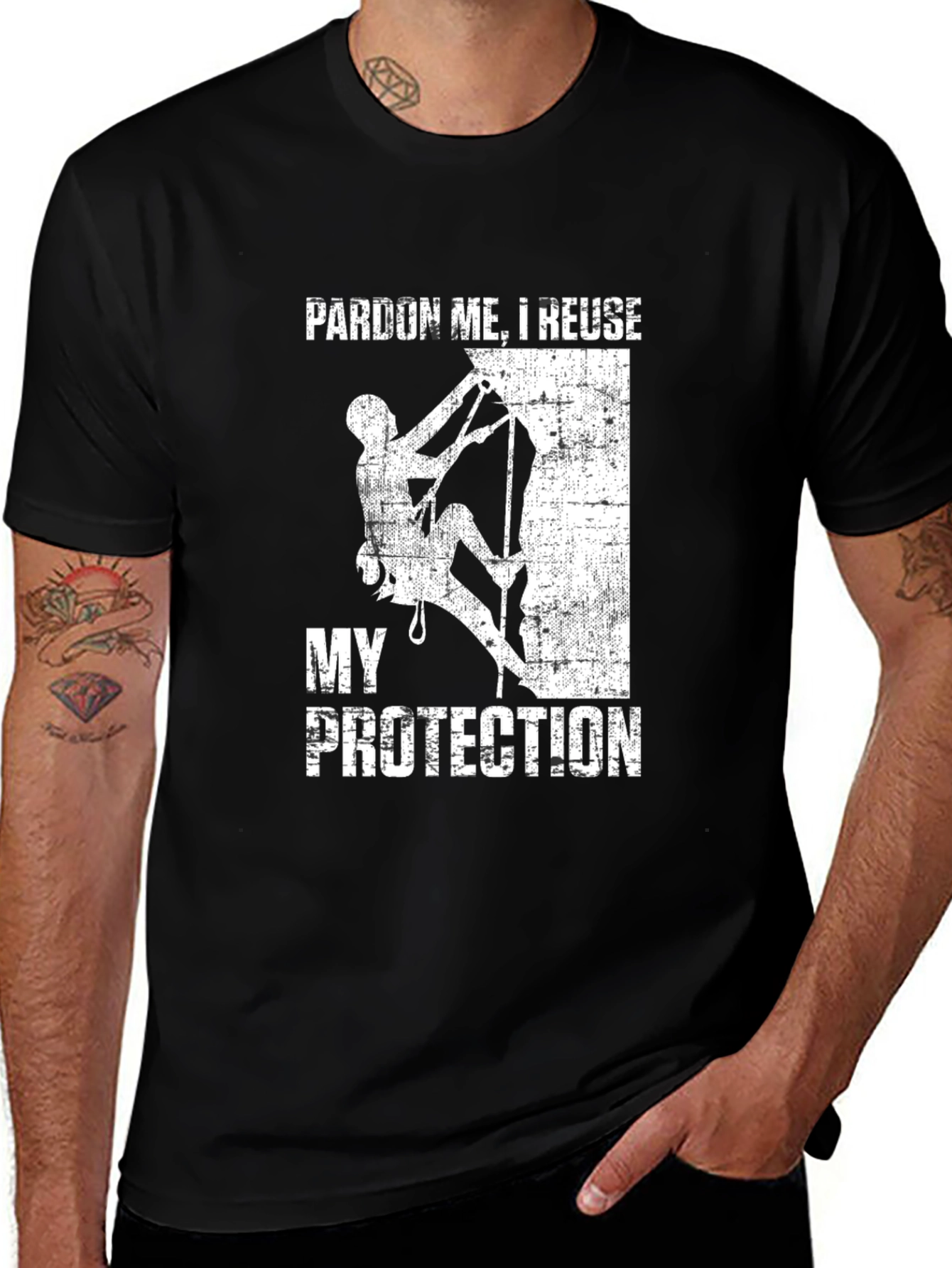 Variant 19 of Pardon Me, I Reuse My Protection Rock Climbing T-Shirt