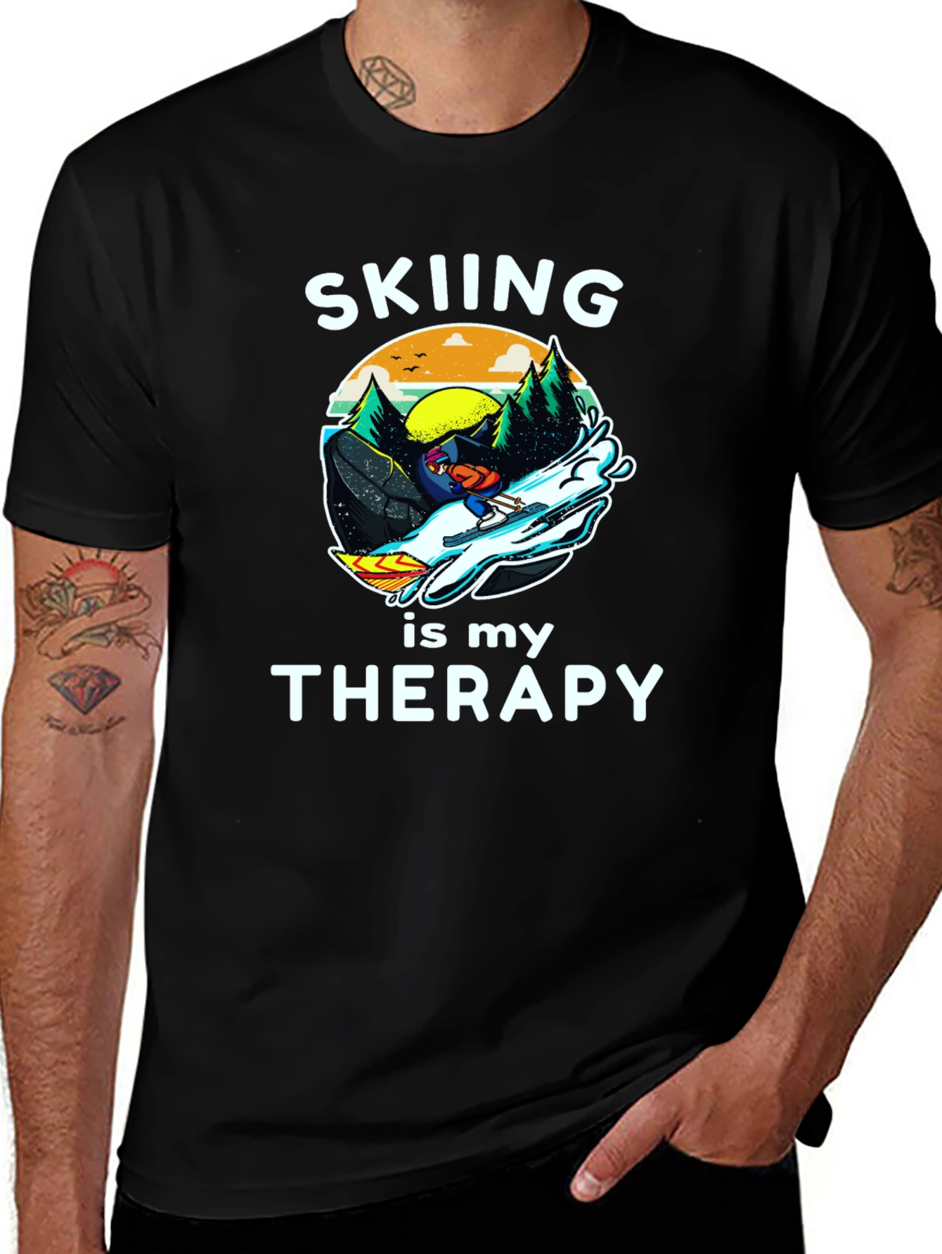 Variant 21 of Skiing is My Therapy Graphic T-Shirt