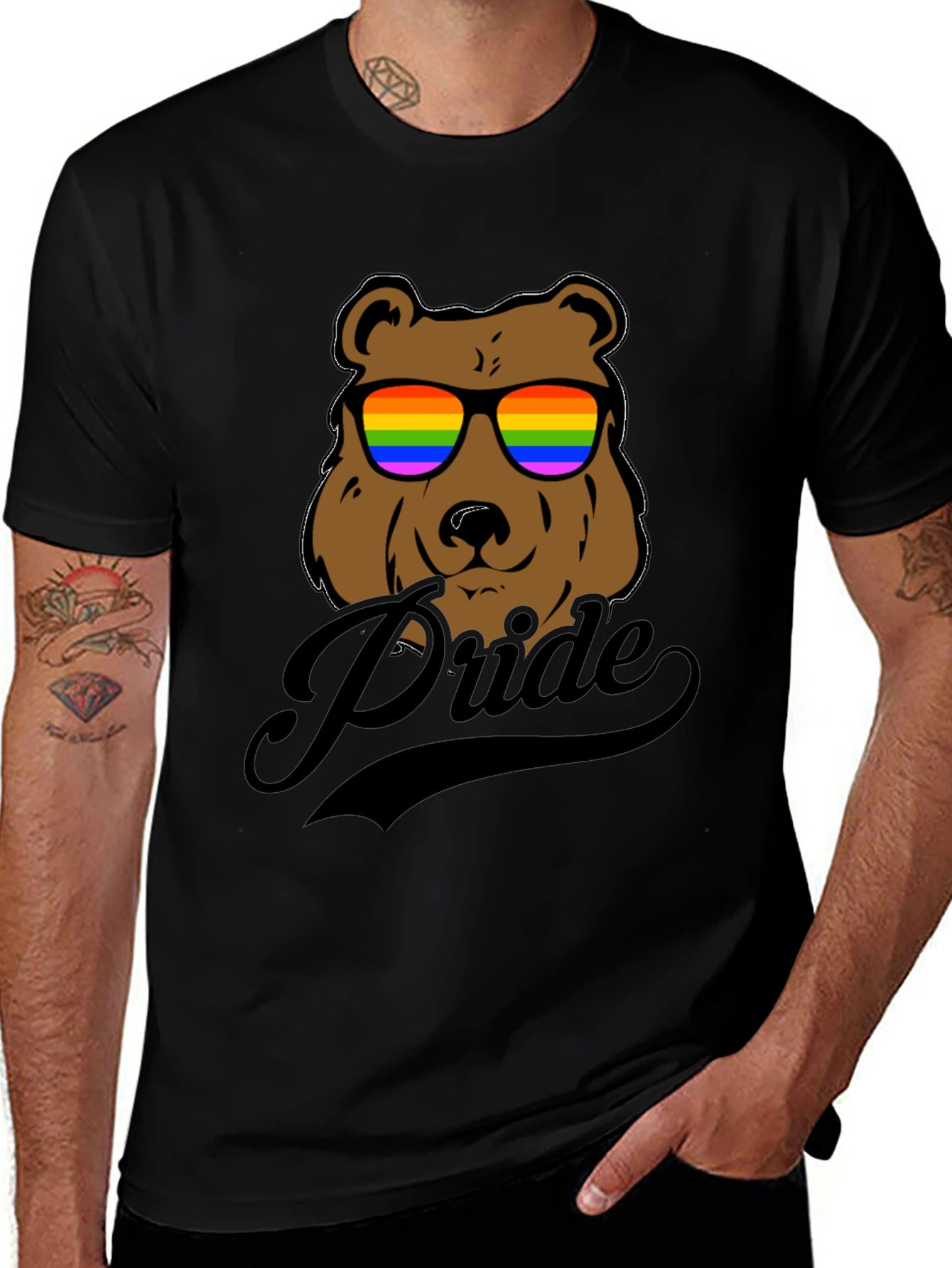 Variant 25 of Pride Bear Graphic Tee - LGBTQ+ Rainbow Sunglasses