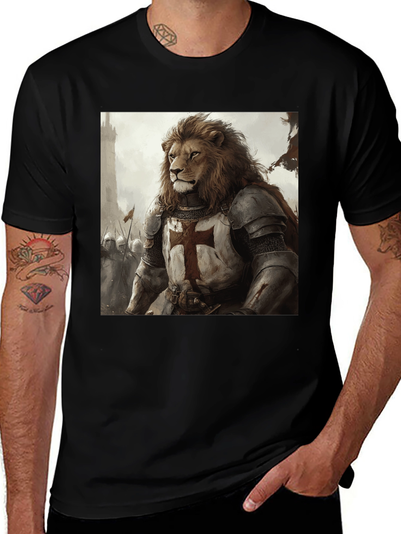 Lion Knight T-Shirt - Medieval Warrior
